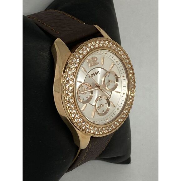 Fossil Stella ES3816 Women's Browns Leather Silver Analog Dial Quartz Watch LW76 - Picture 5 of 12